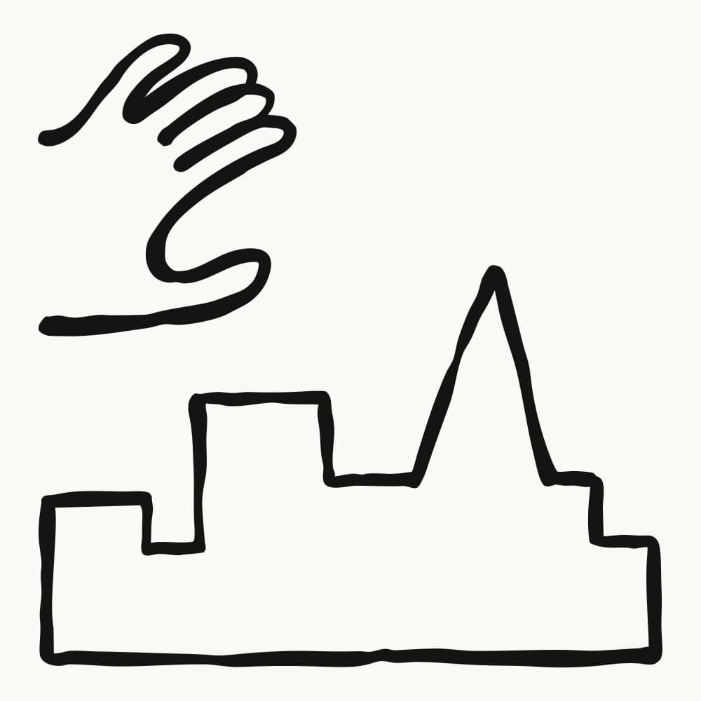 Ilustracja Anthropic: dłoń nad geometryczną konstrukcją.
